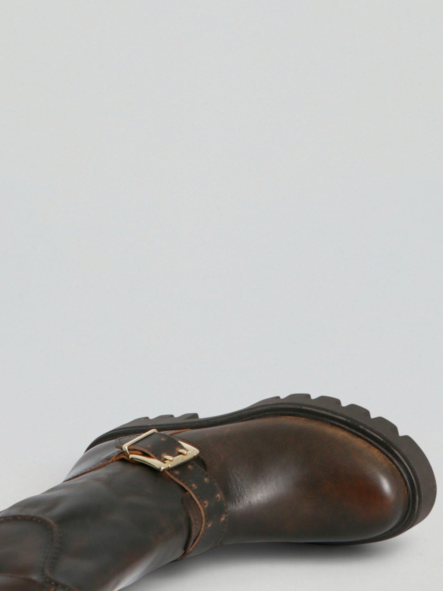 Ovyè Stivali con tacco Biker in pelle moro tacco 5 cm