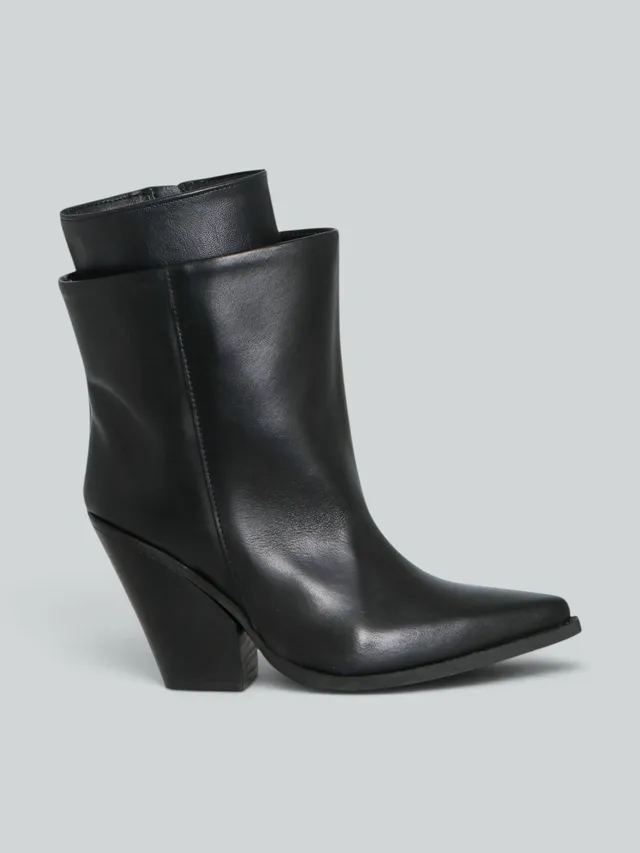 Ovyè Texani pelle neri tacco 10 cm cerniera