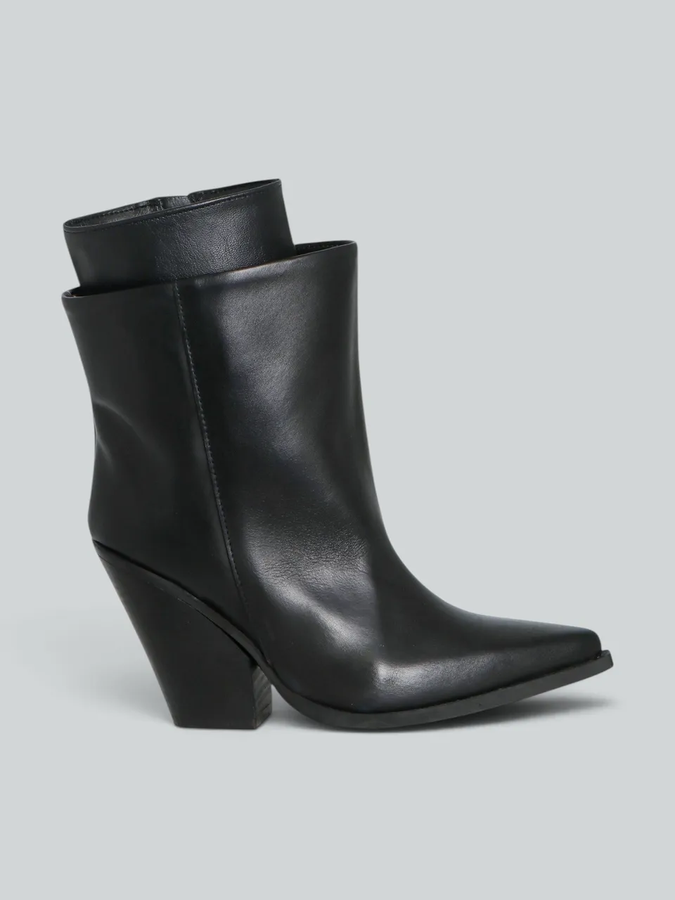Ovyè Texani pelle neri tacco 10 cm cerniera