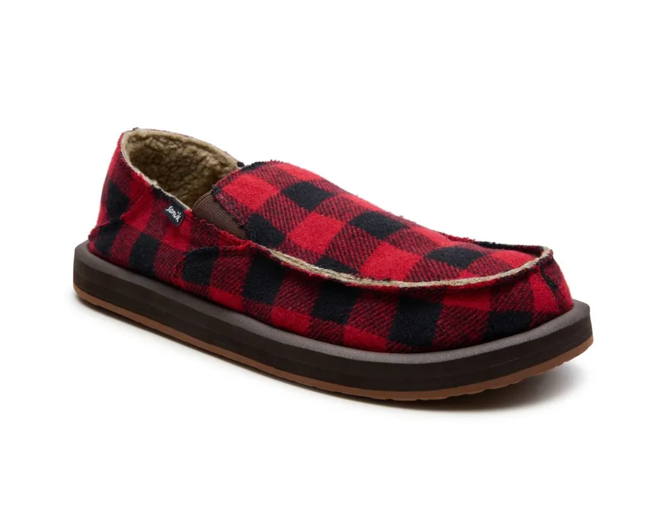 Sanuk Donny Buffalo Chill slip-on uomo Rosso flanella calda