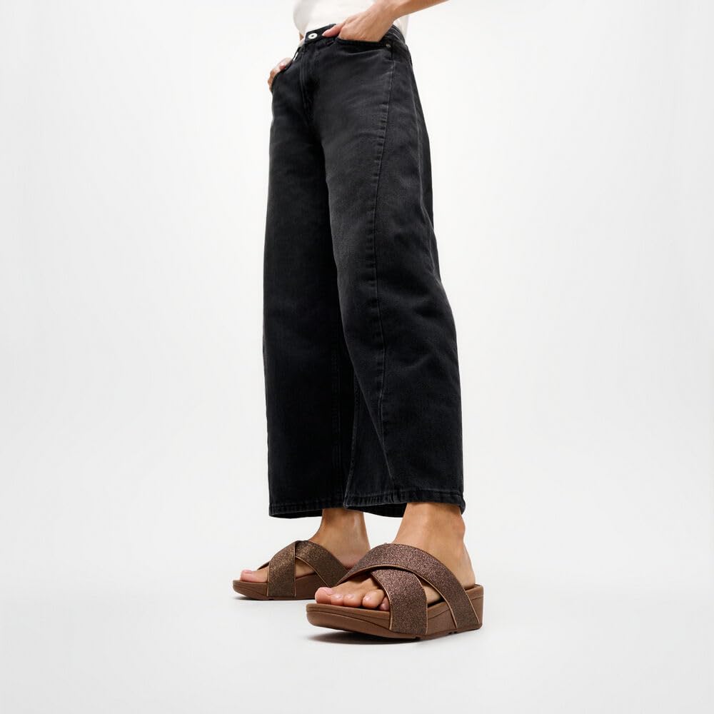 FitFlop Lulu Glitterdust Slides Ciabatte Platino 39 EU
