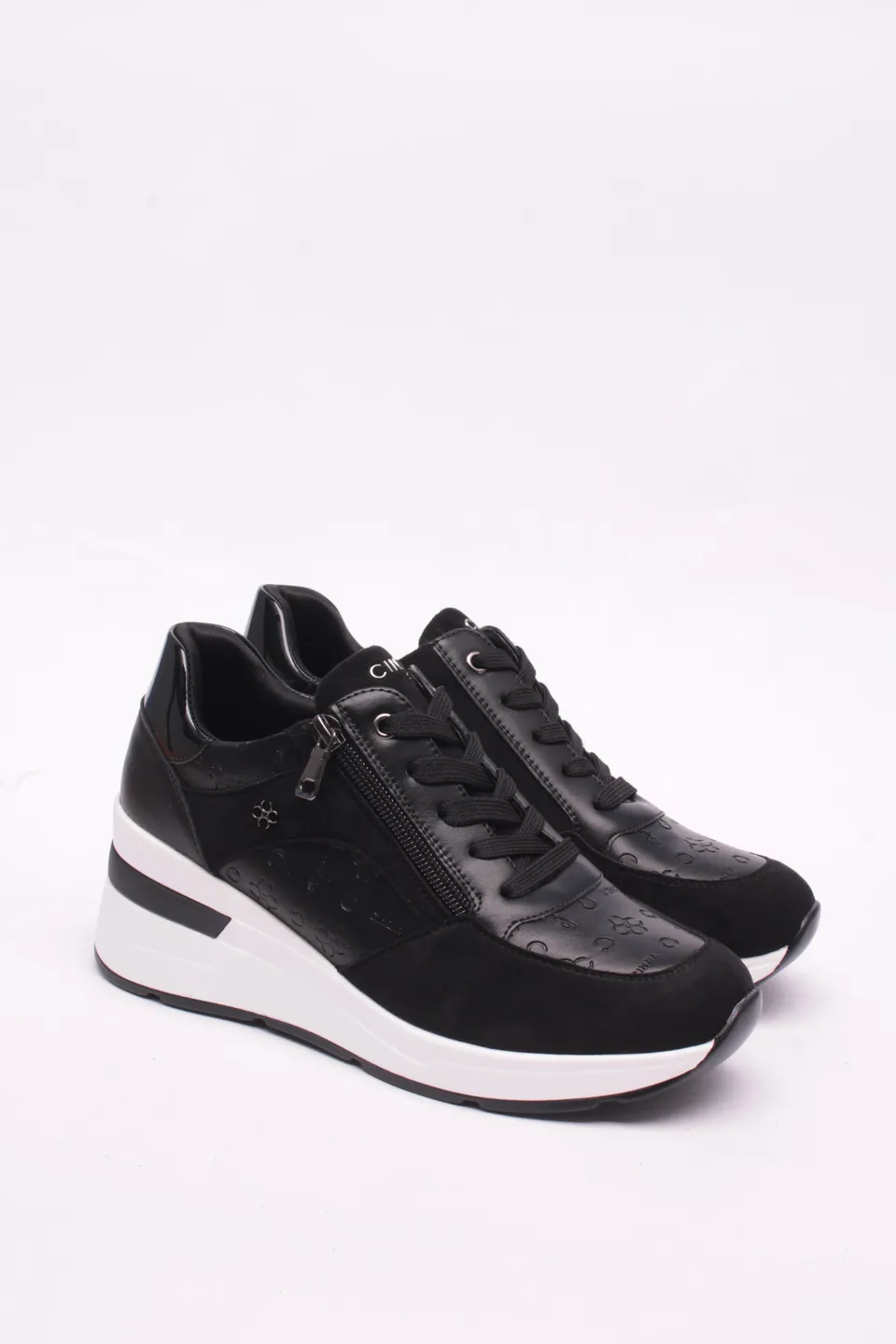 Cinzia Soft CN2050 Sneakers Donna Nero Taupe Tacco 3 cm