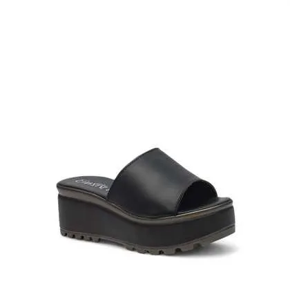 Cinzia Soft Sandali sandalo donna pelle nero zeppa gomma