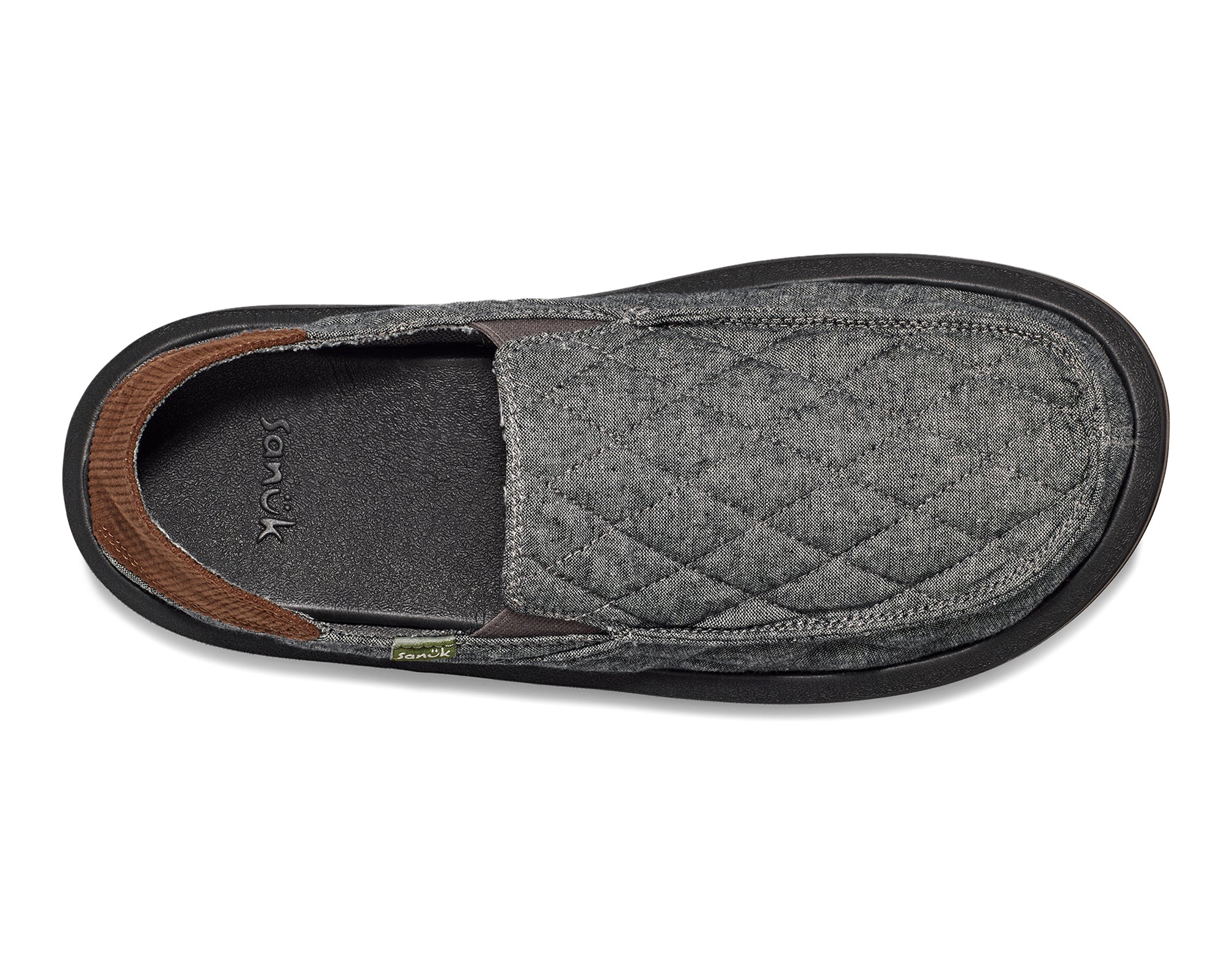 Sanuk Donny Quilted mocassini uomo Charcoal in cotone