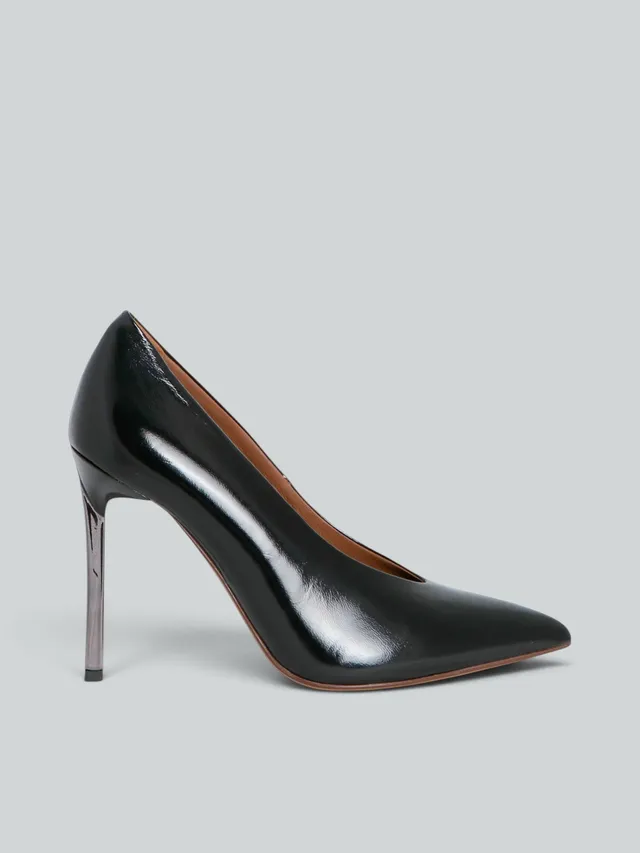 Ovyè Décolleté e Slingback pelle nera tacco 10 cm