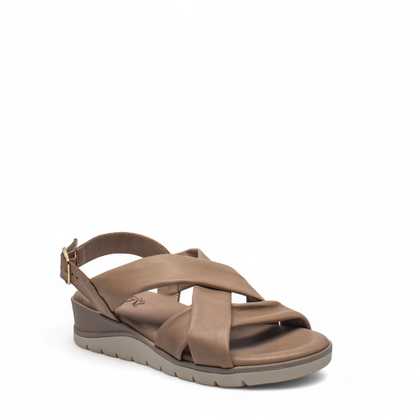 Cinzia Soft Sandalo Pelle Sahara zeppa donna