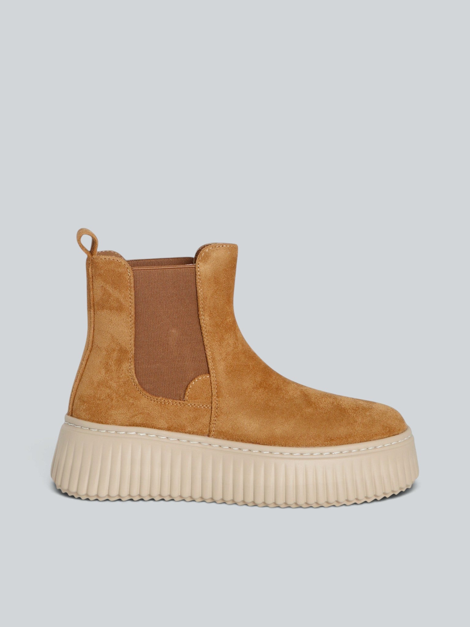 Ovyè Chelsea boots platform microfibra camel platform 5 cm