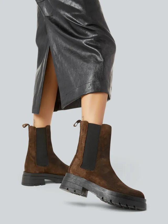 Ovye Stivali con tacco Chelsea boot camoscio moro