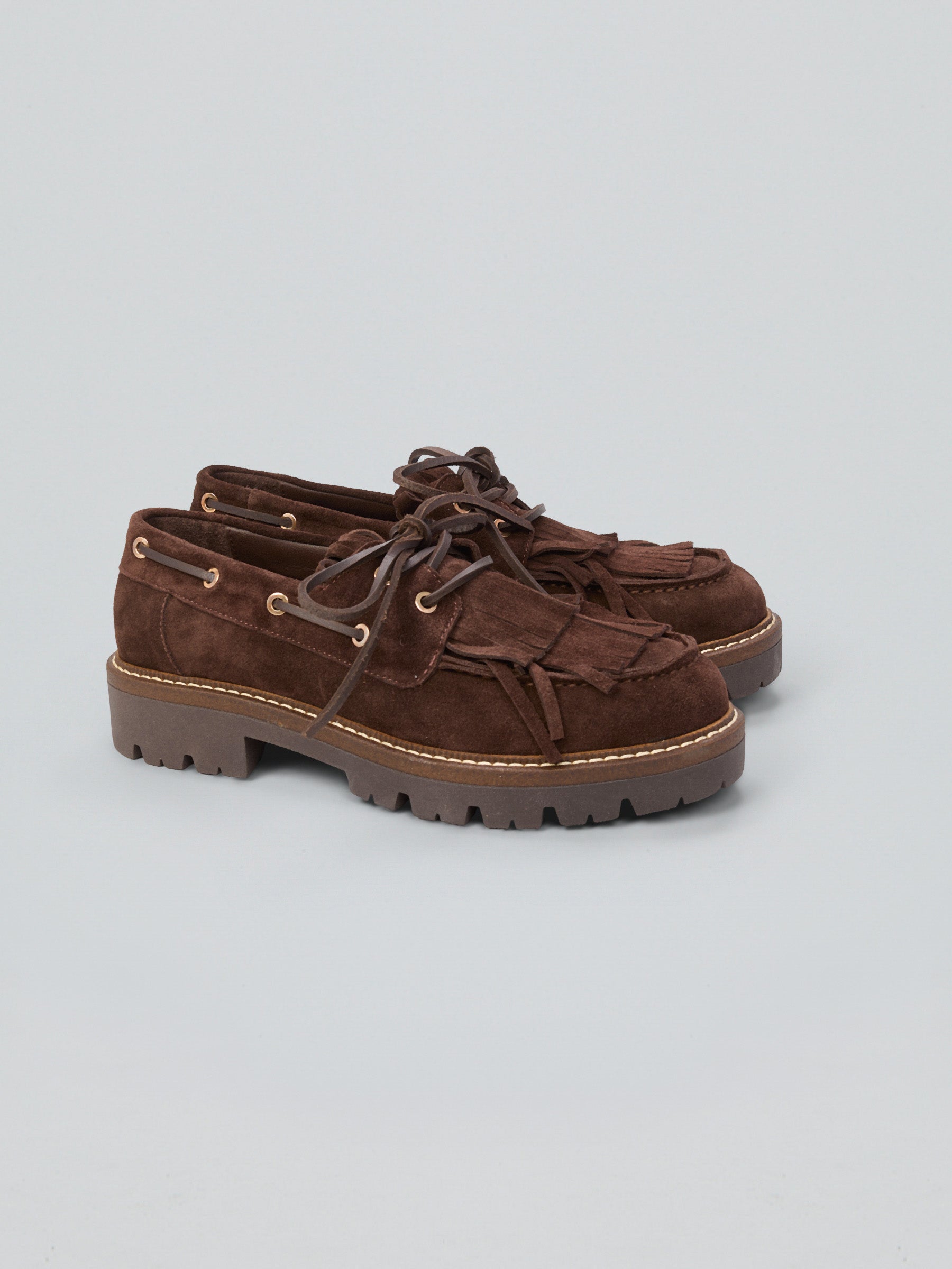 Ovyè Mocassini stringati camoscio frange bitter 38