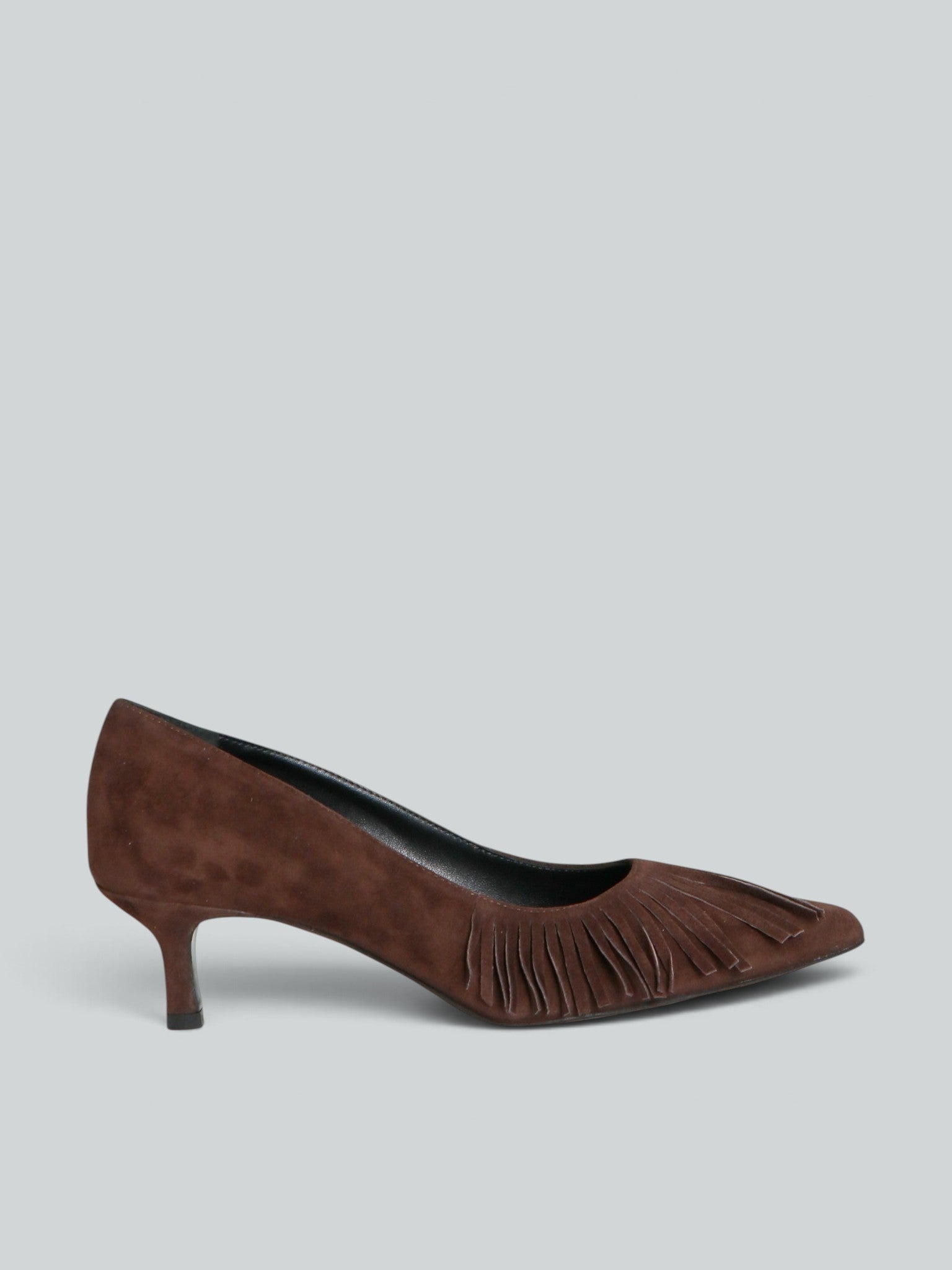 Ovyè Décolleté Camoscio Moro Frange Tacco 4 cm Taglia 38