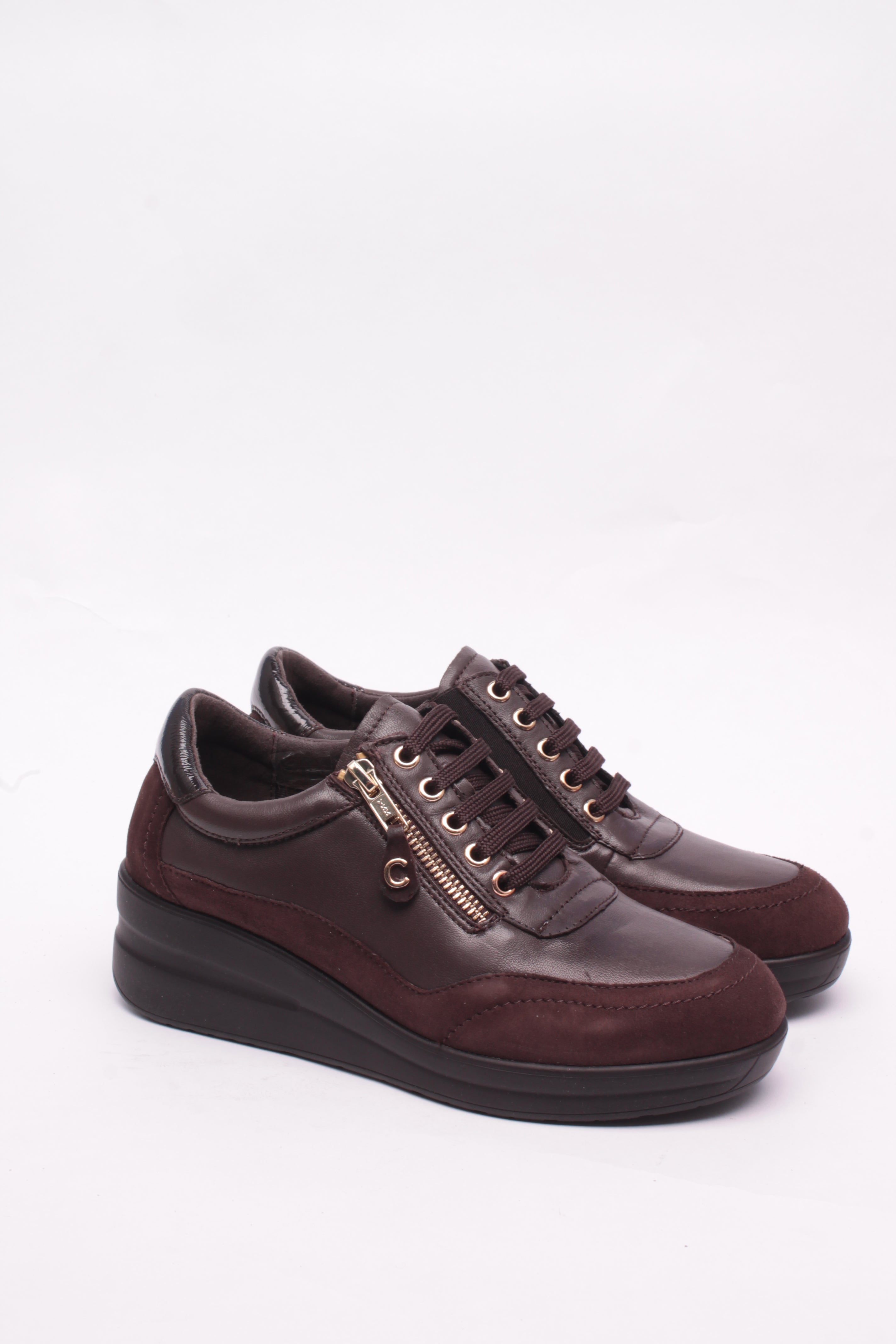 Cinzia Soft Sneakers Scarpa Donna Pelle Marrone Tacco 3 cm