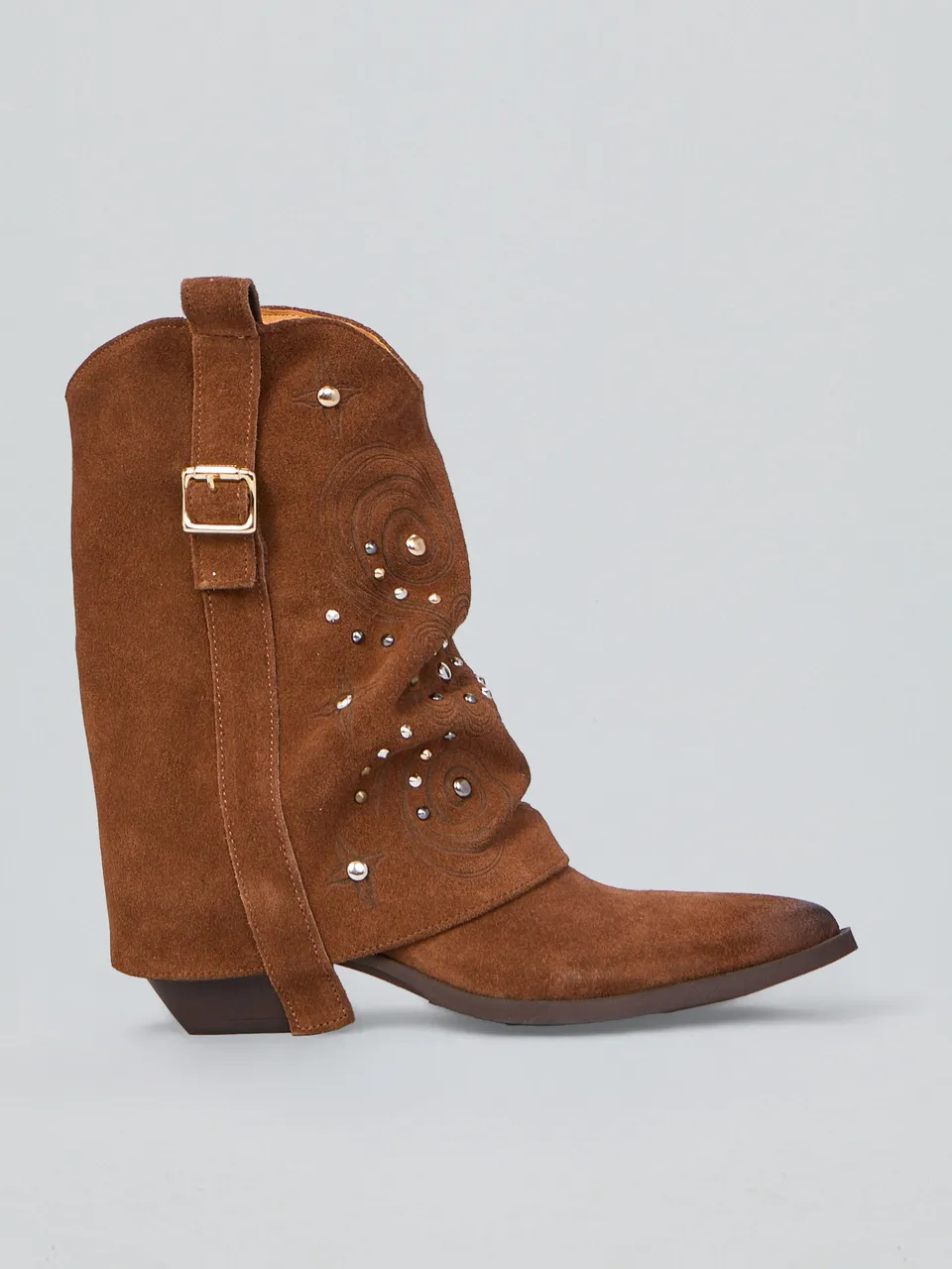 Ovyè Texani in camoscio spazzolato stivali brandy 6 cm