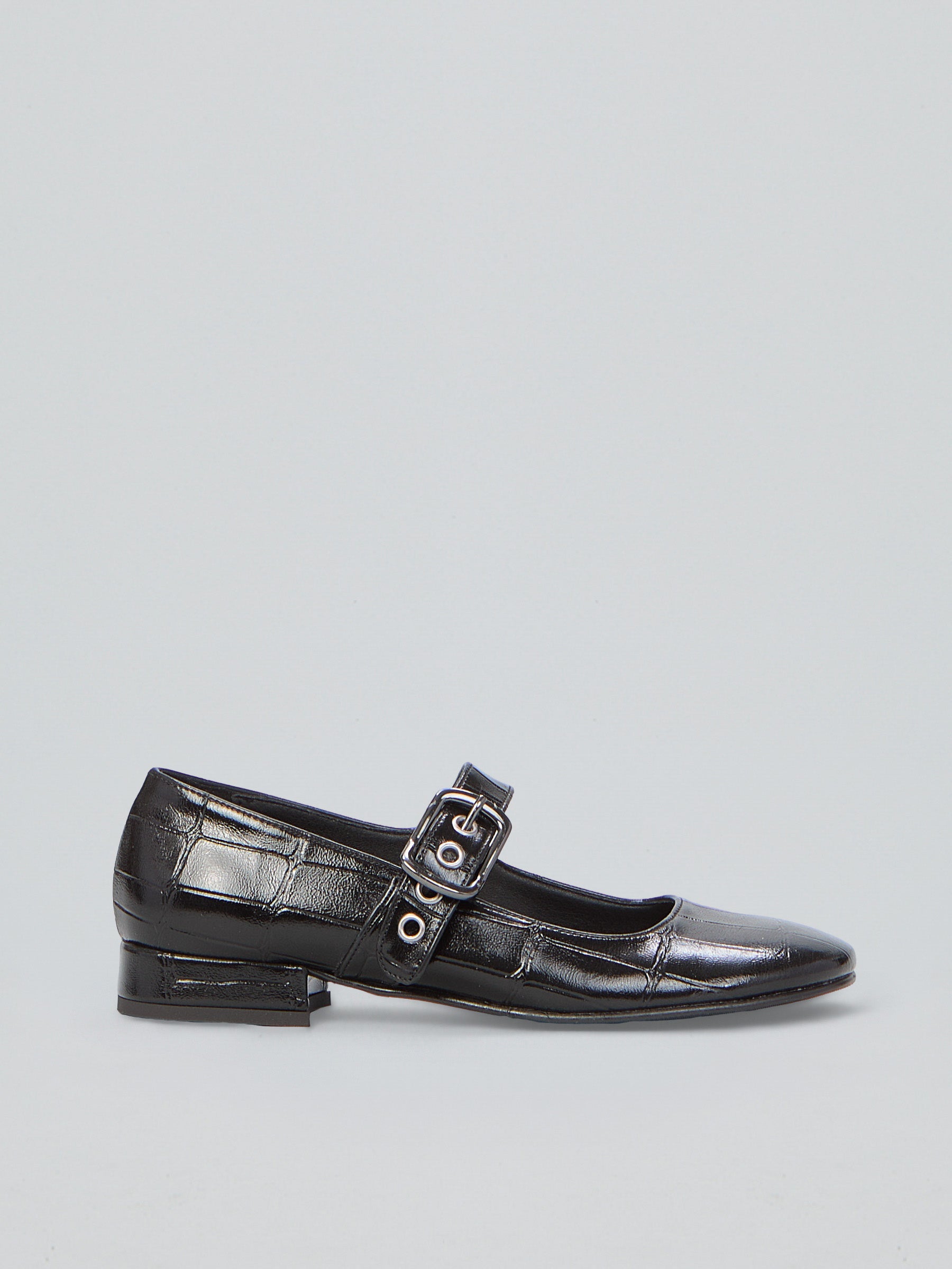 Ovyè Mary Jane cocco ballerine nere ecopelle tacco 2 cm
