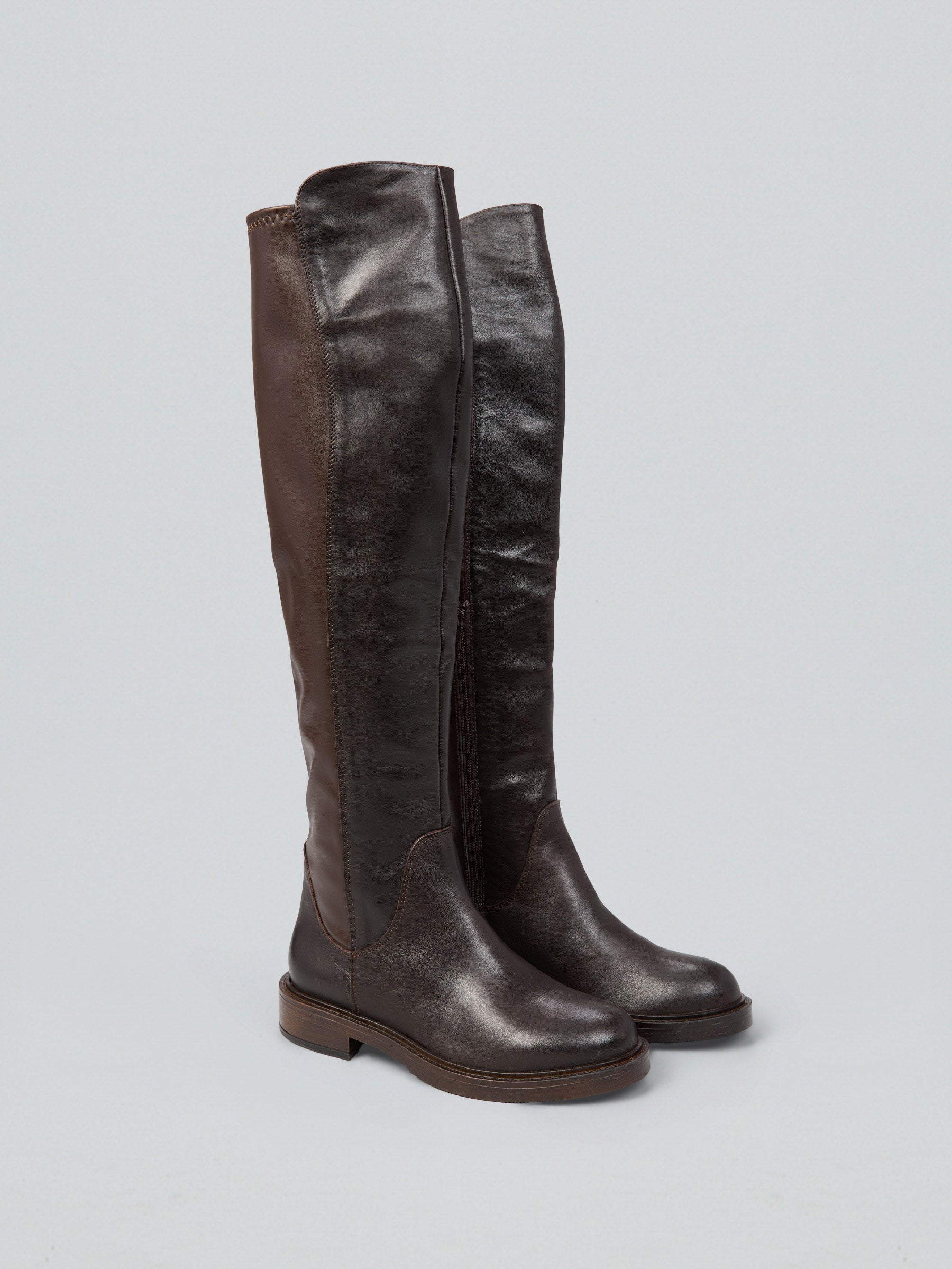 Ovyè Stivali stretch pelle dark brown tacco 3 cm