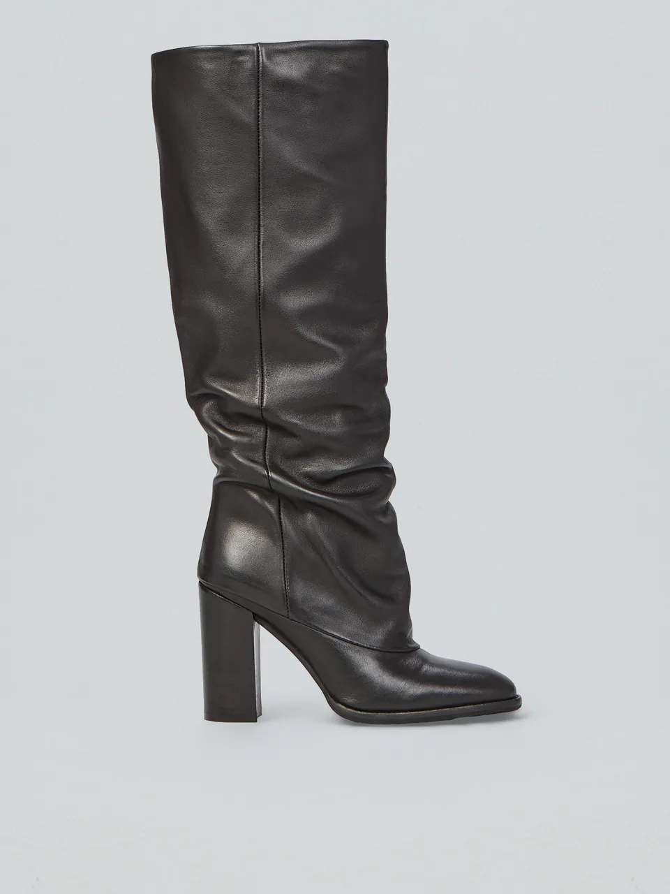 Ovyè Stivali con tacco Stivali pelle nero tacco largo 10 cm