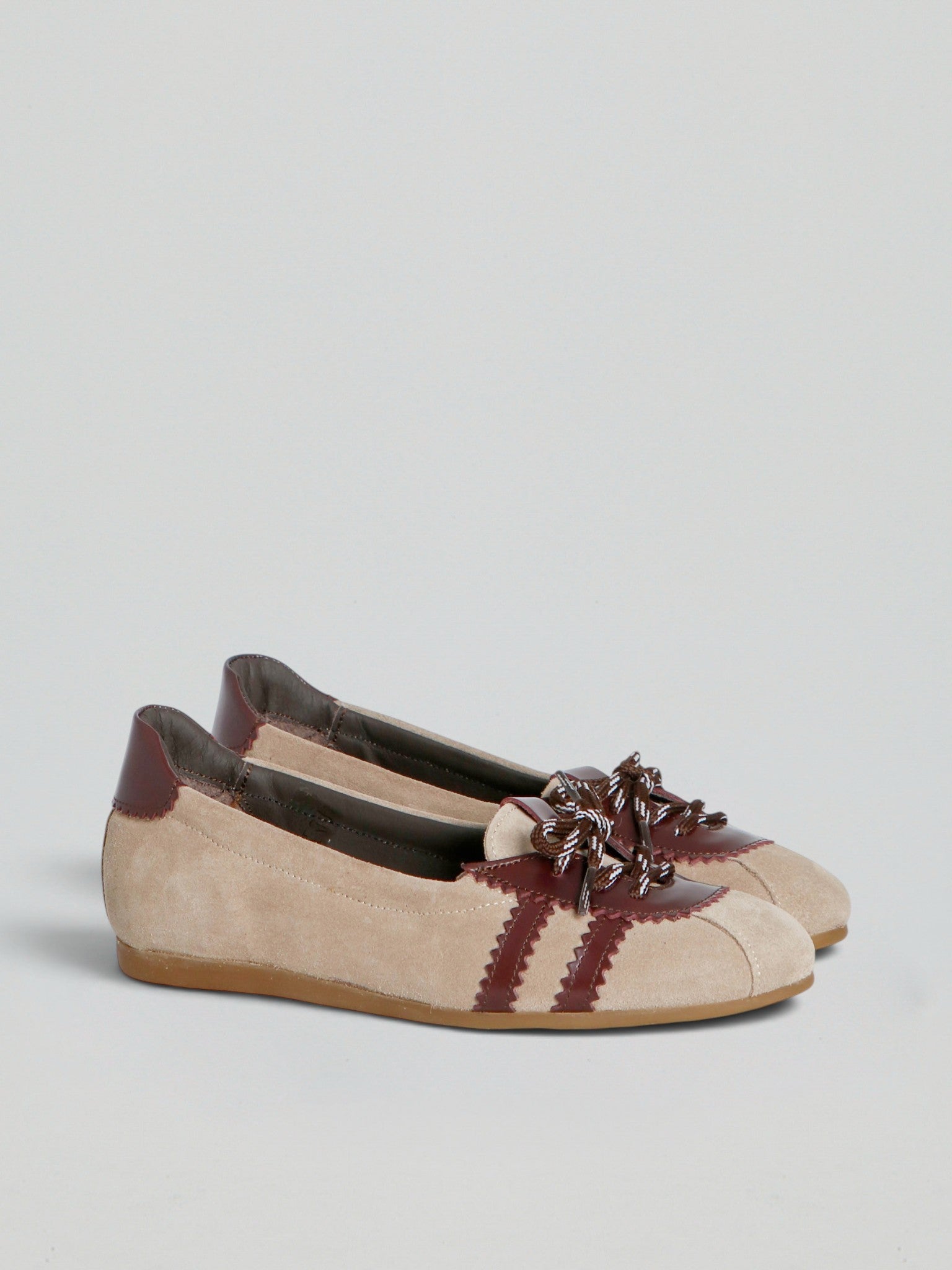 Ovyè Ballerine camoscio cocco-bordo 38 tacco 1 cm