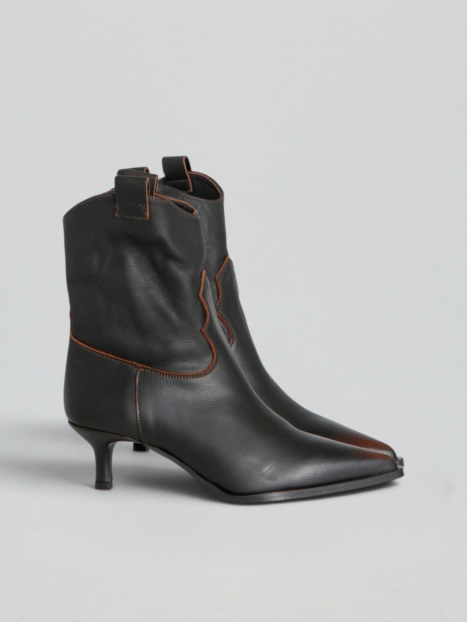 Ovyè Tronchetti pelle marrone tacco 5 cm
