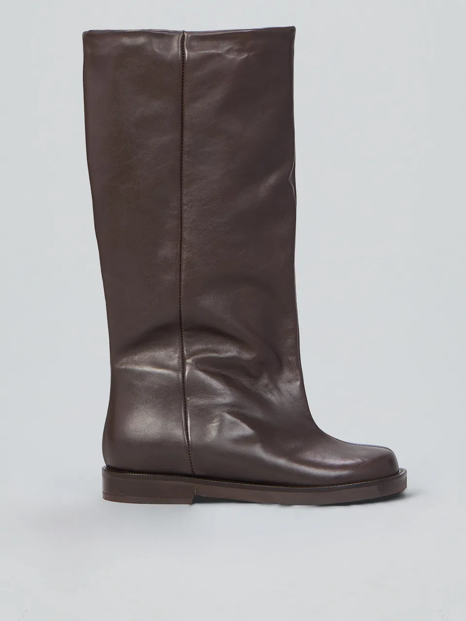 Ovyè Stivali con tacco in pelle moro tacco 2 cm