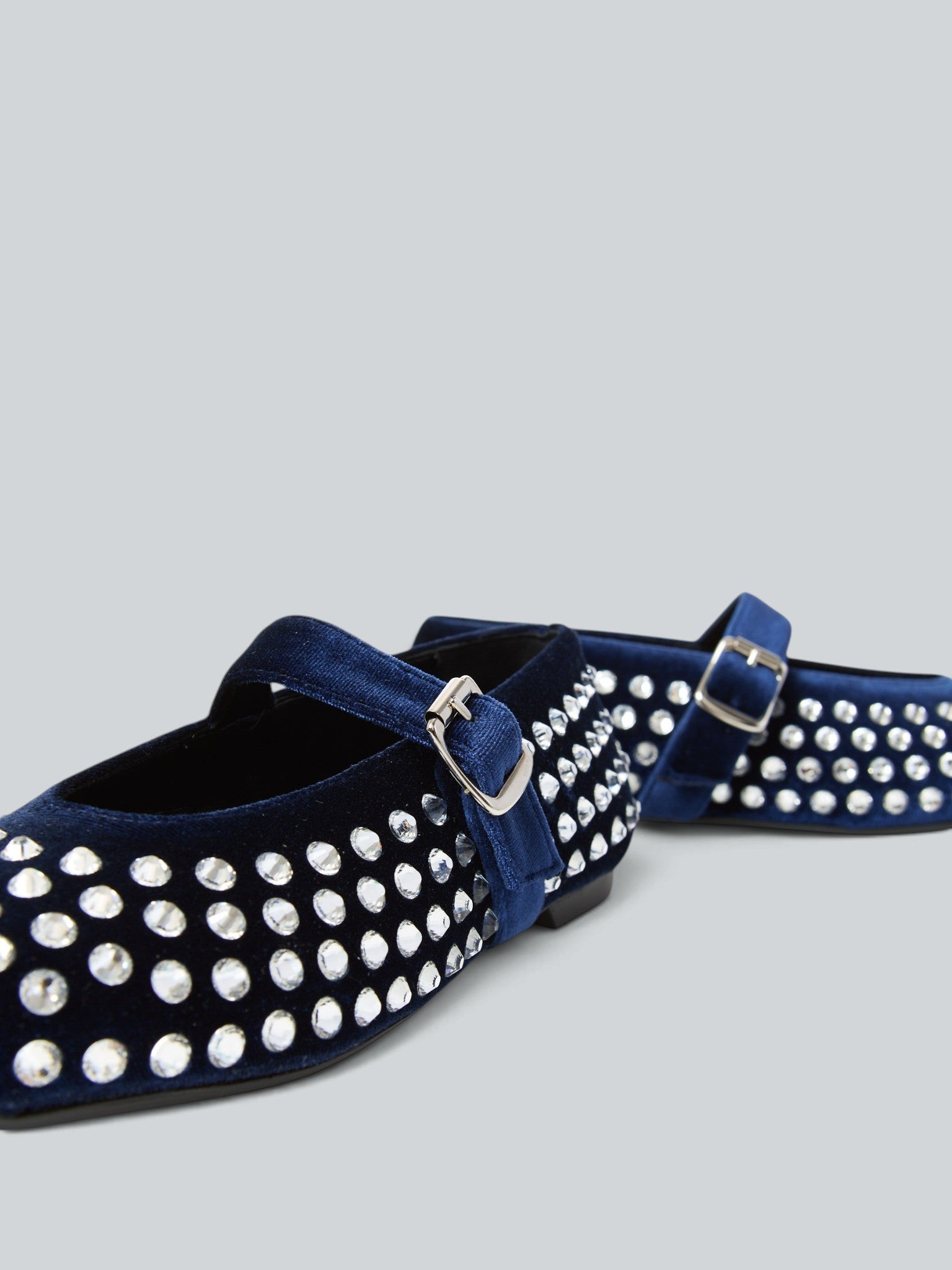 Ovyè Mary Jane velluto blu ballerine strass 1 cm