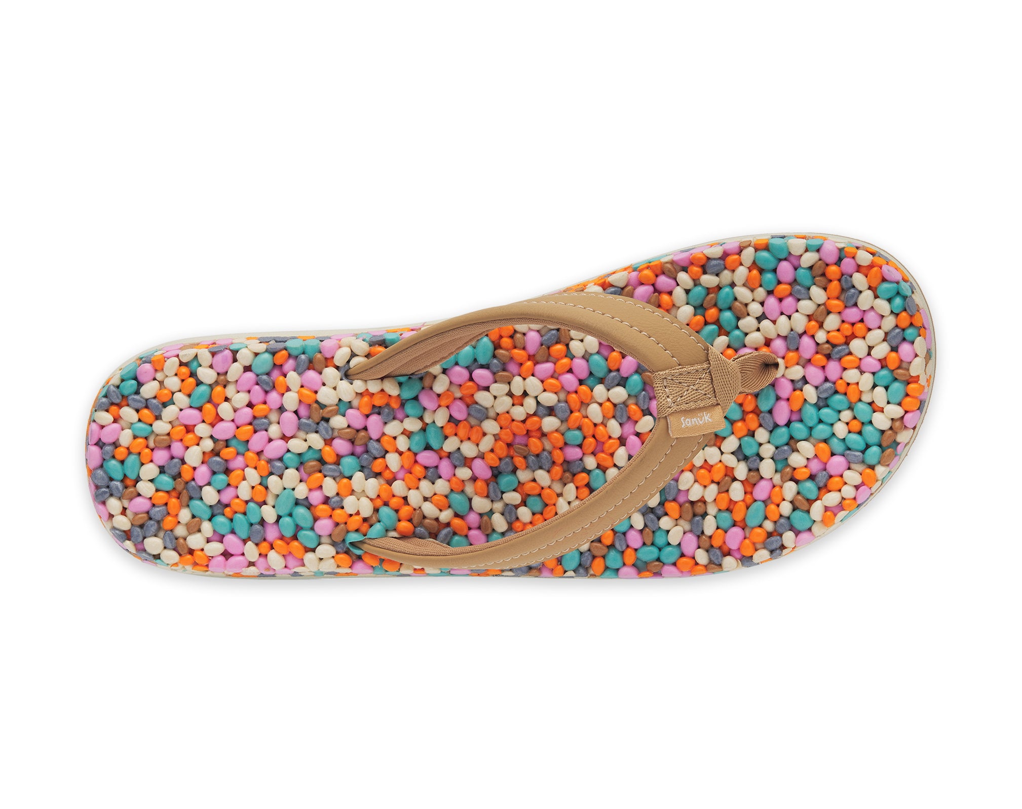 Sanuk Bubblecush infradito donna Tan con perline