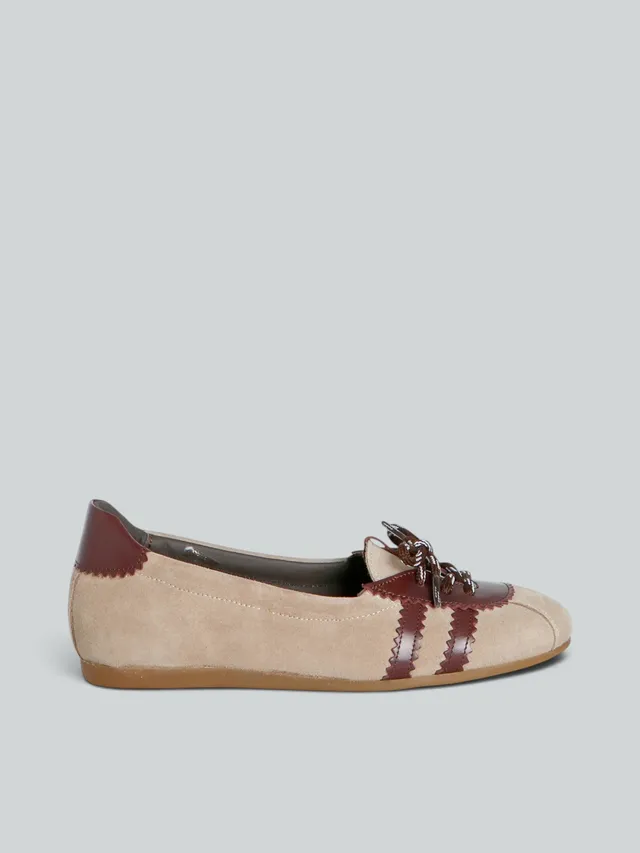 Ovyè Ballerine camoscio cocco-bordo 38 tacco 1 cm