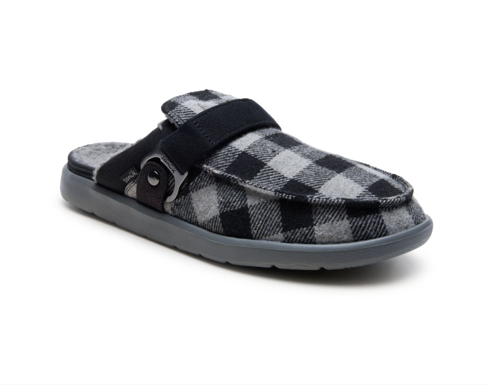 Sanuk Happy Hour Lite mocassini uomo Black Grey flanella sherpa