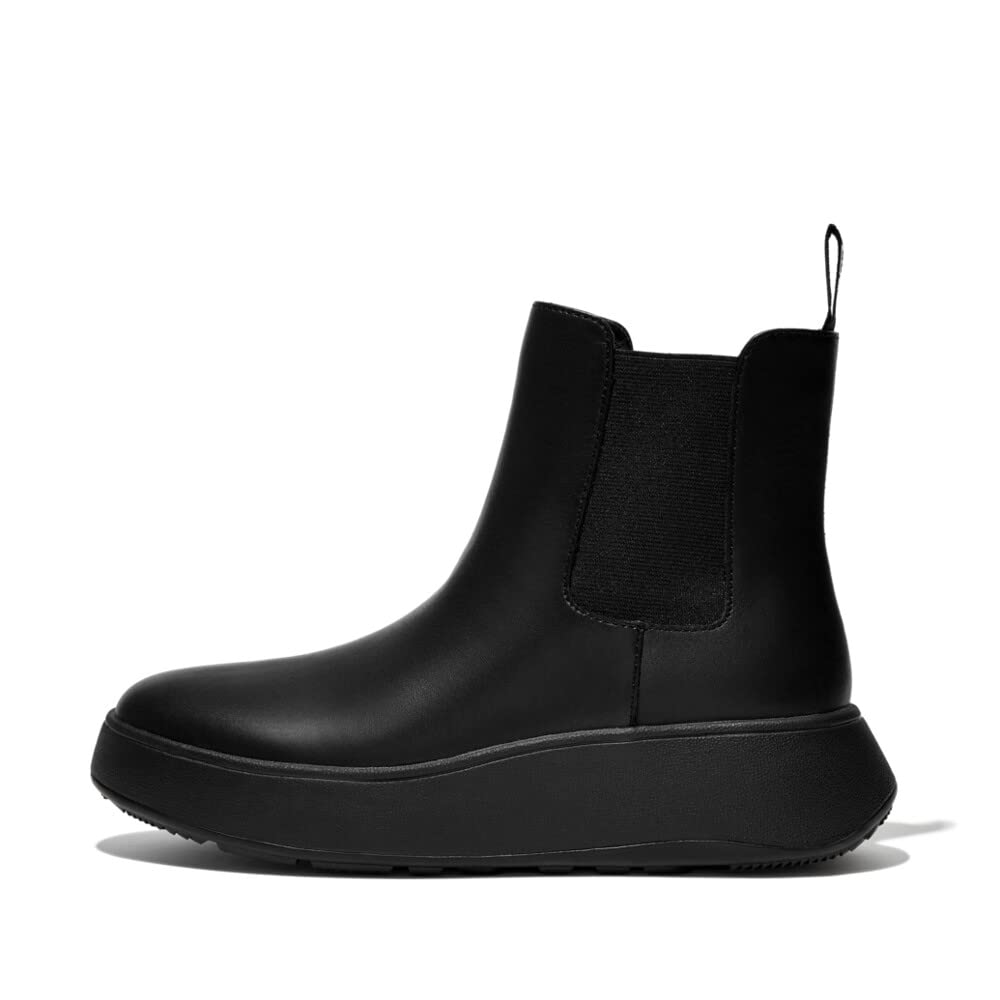 FitFlop F-mode Flatform Stivali Chelsea Donna Nero Pelle