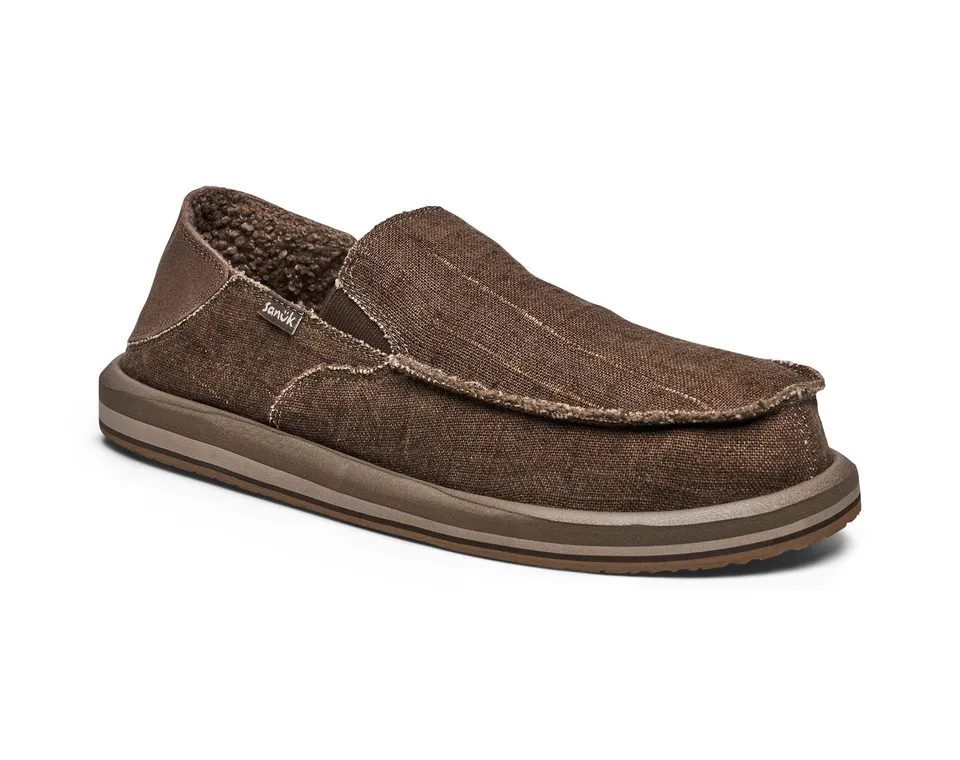 Sanuk Donny Novelty Chill slip on uomo Pinecone pelliccia sintetica