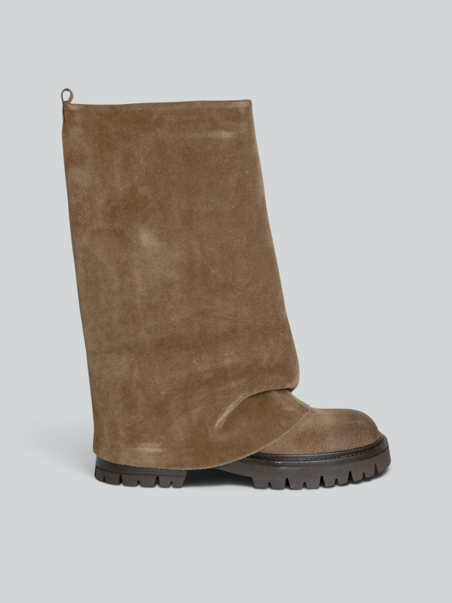 Ovyè Stivali con tacco Stivali in camoscio taupe tacco 4 cm