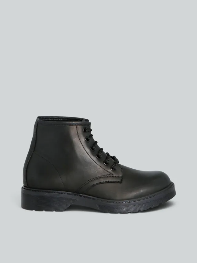 Ovyè Stivali con tacco anfibi pelle neri tacco 4 cm
