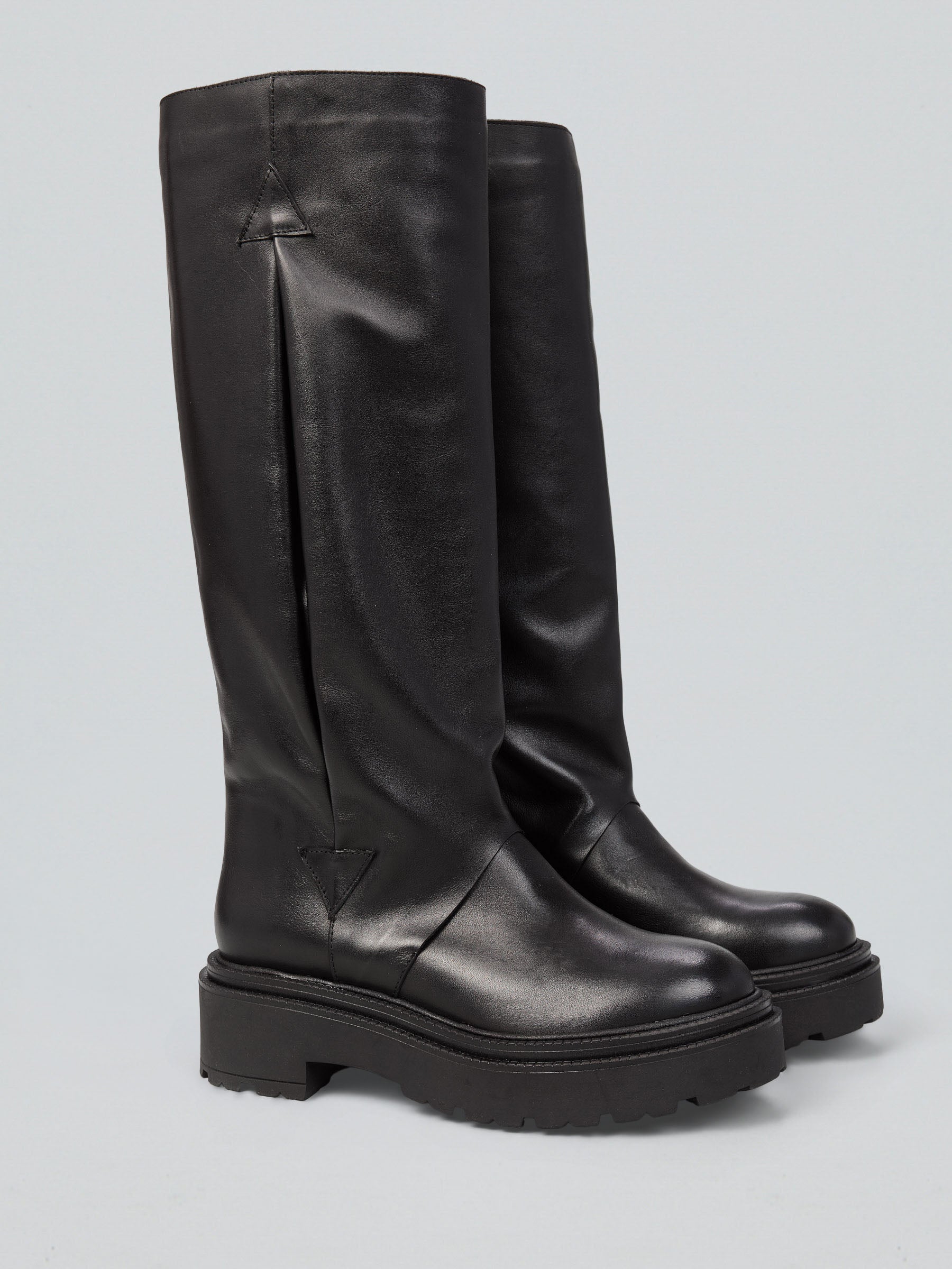Ovyè Stivali con tacco Stivali in pelle nero tacco basso 38
