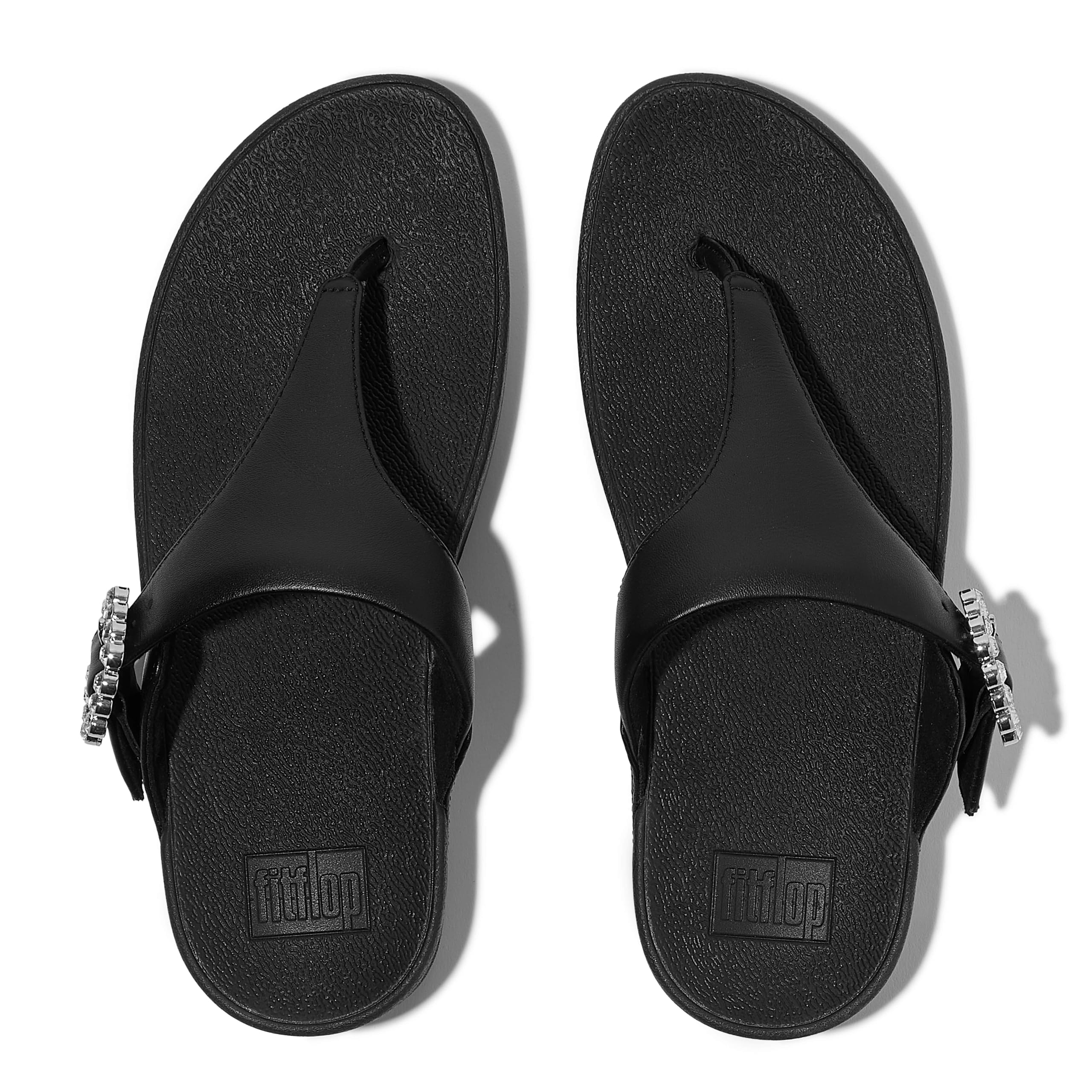 FitFlop Lulu Crystal Sandali Infradito Donna Nero Pelle
