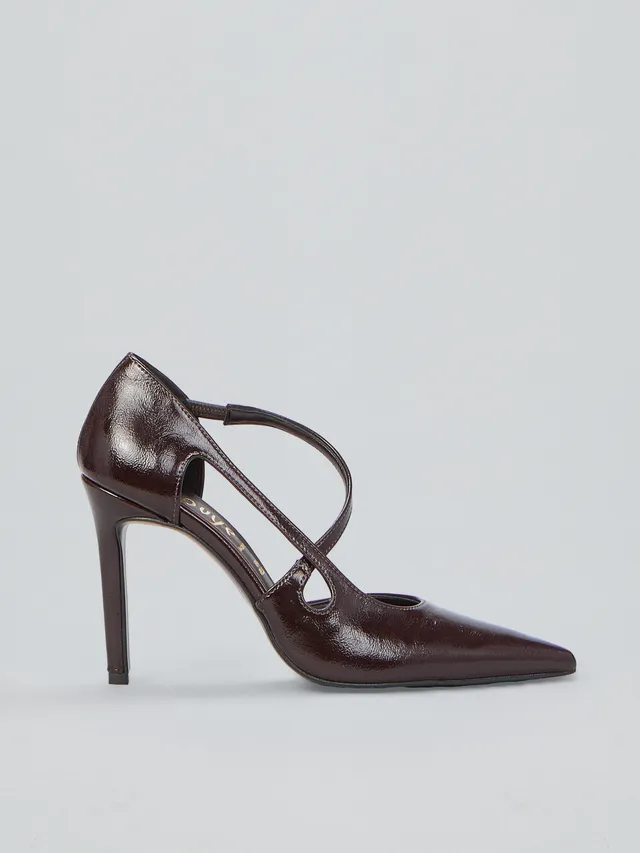 Ovyè Décolleté ecopelle mogano 38 tacco alto lucide