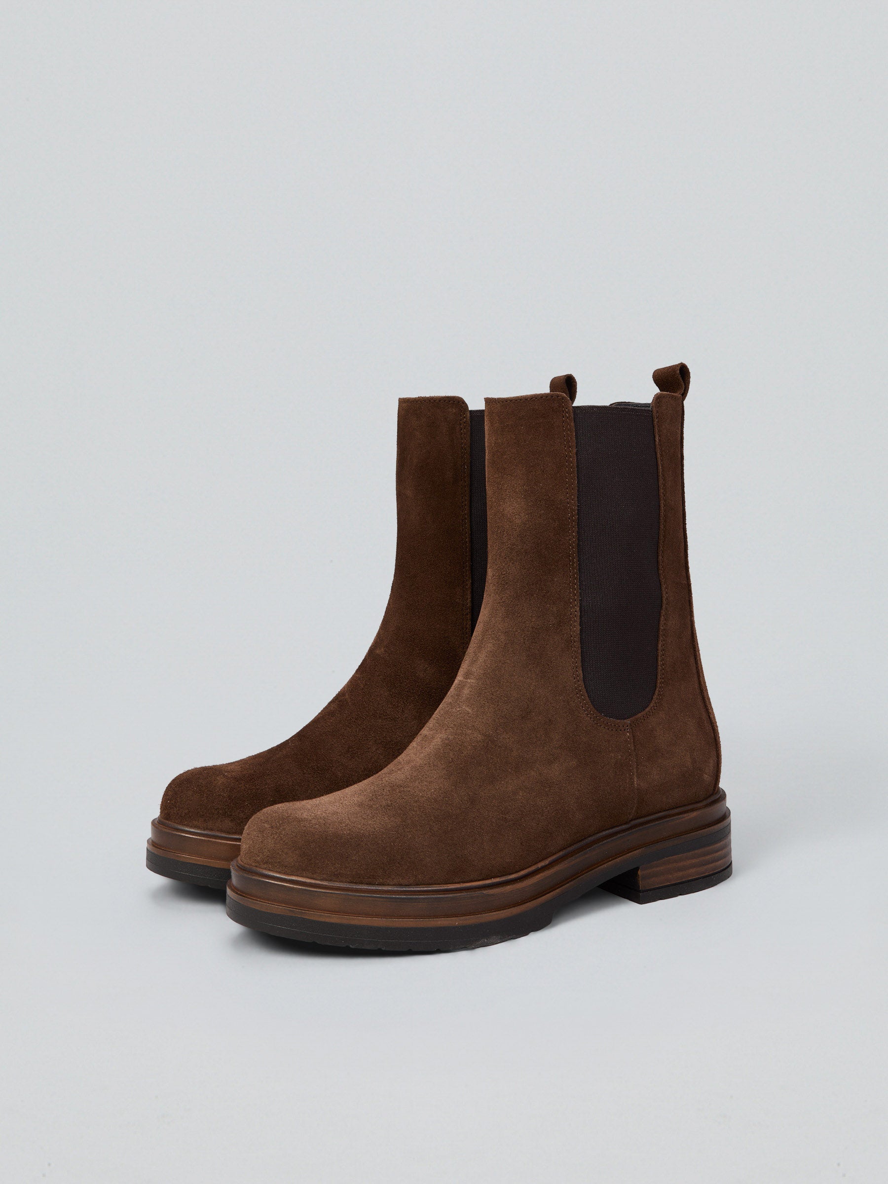 Ovyè Stivali con tacco chelsea boot camoscio moro
