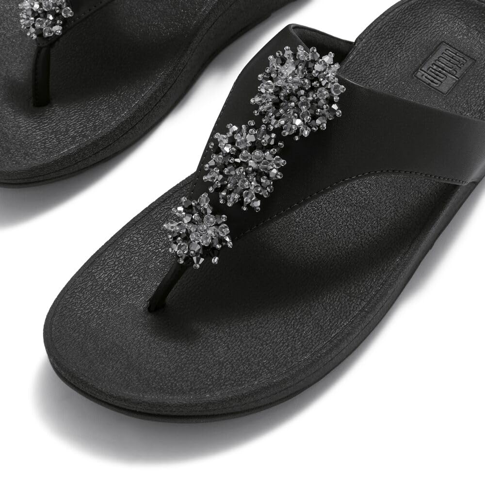 FitFlop Flowrise Adornment Toe-Post sandali donna nero