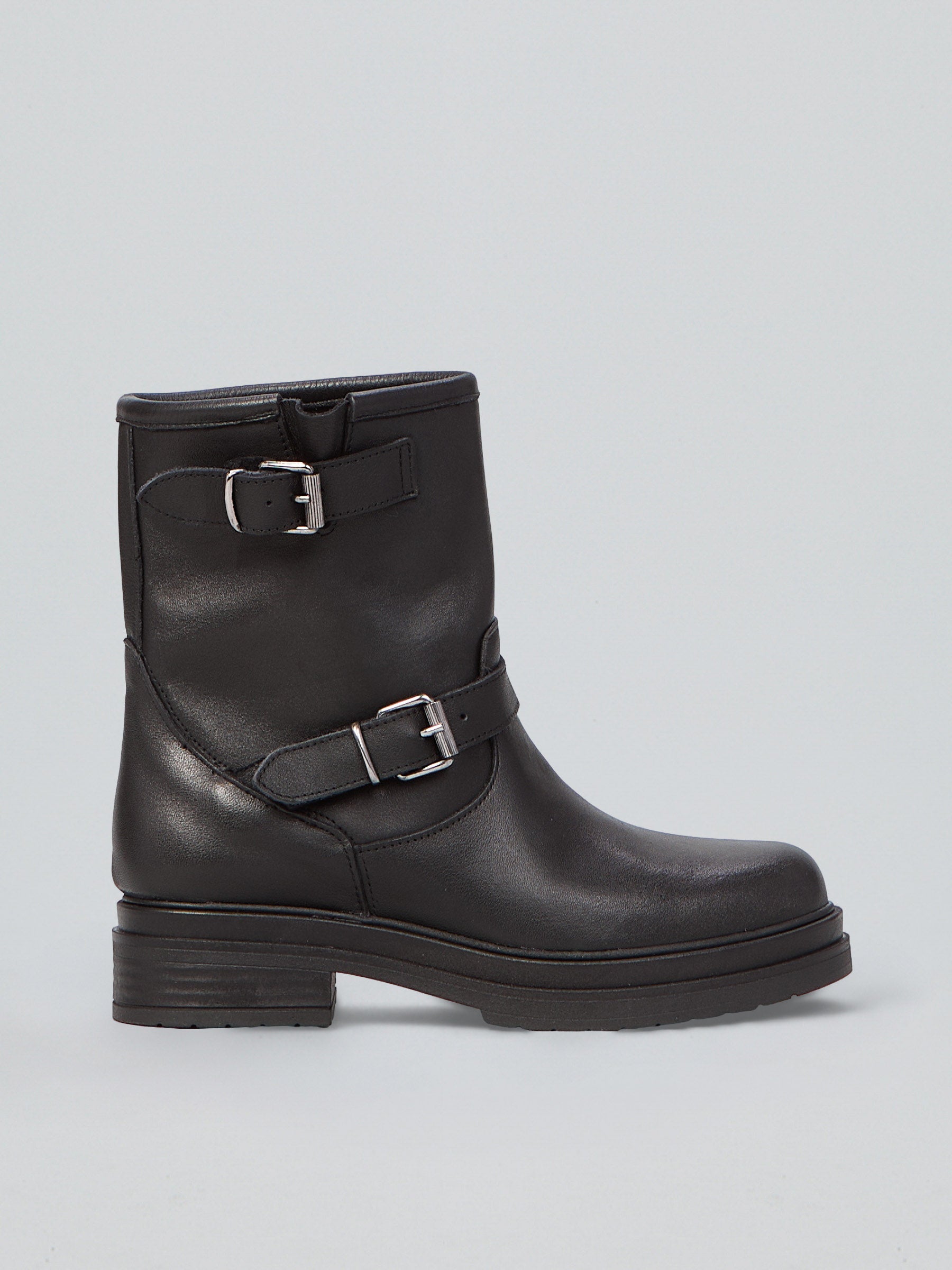 Ovyè Stivaletti pelle nero fibbie tacco 3 cm