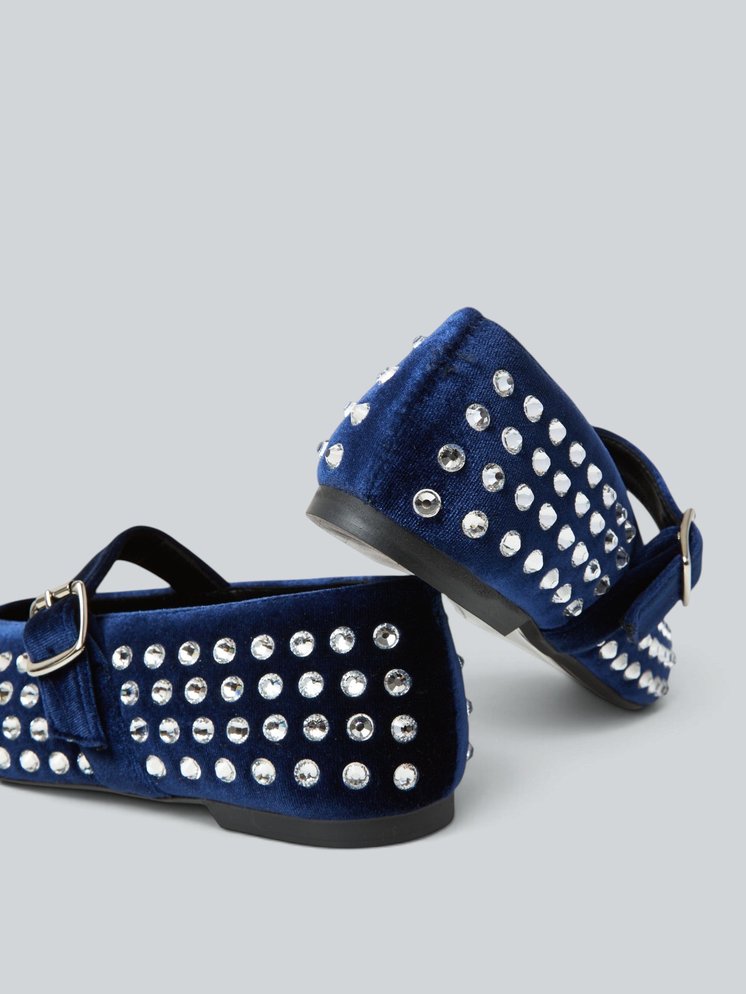 Ovyè Mary Jane velluto blu ballerine strass 1 cm
