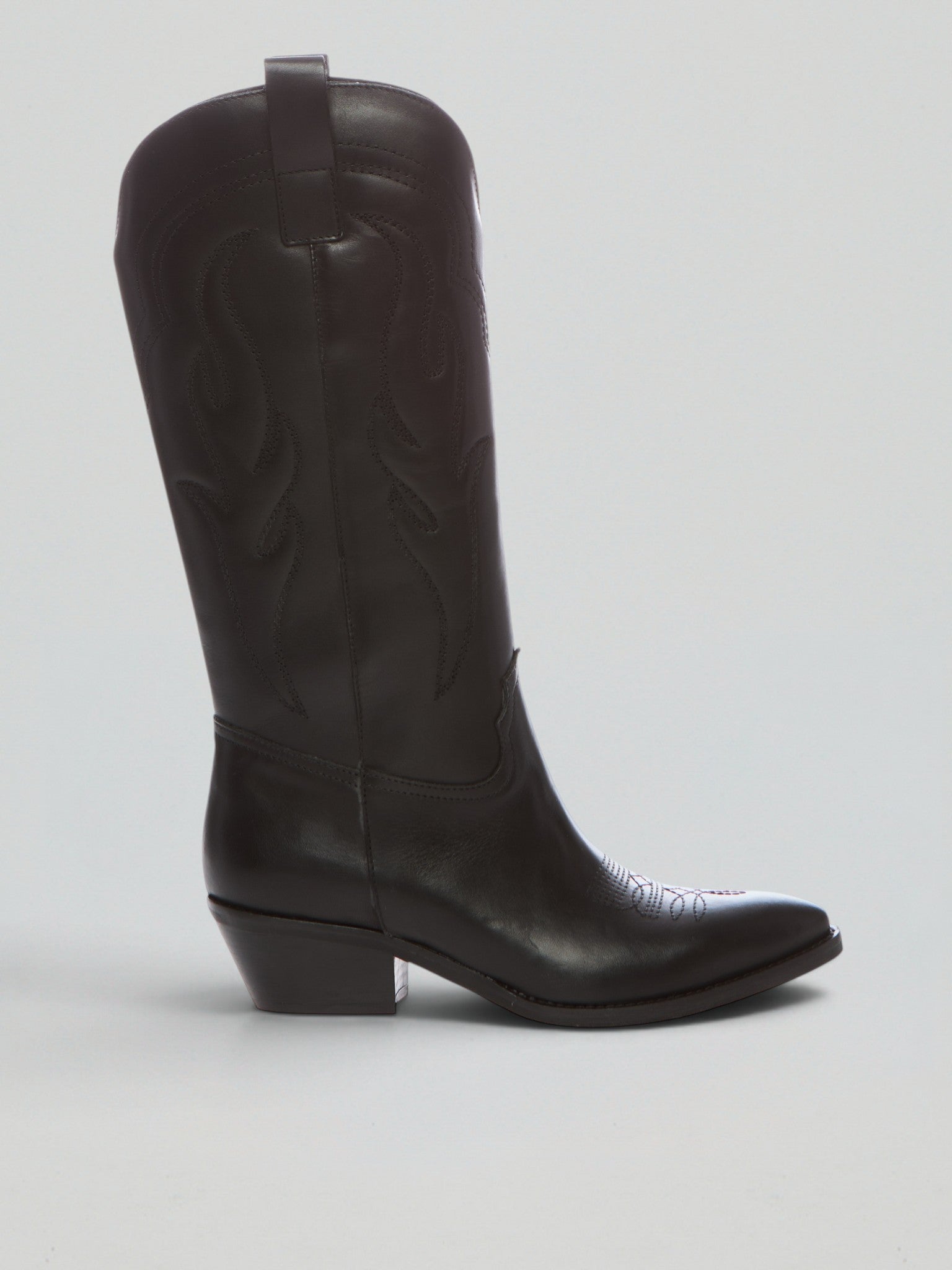 Ovyè Texani in pelle neri stivaletti western 5 cm