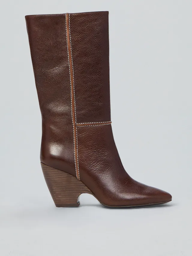 Ovyè Stivali con tacco in pelle sequoia tacco 9 cm
