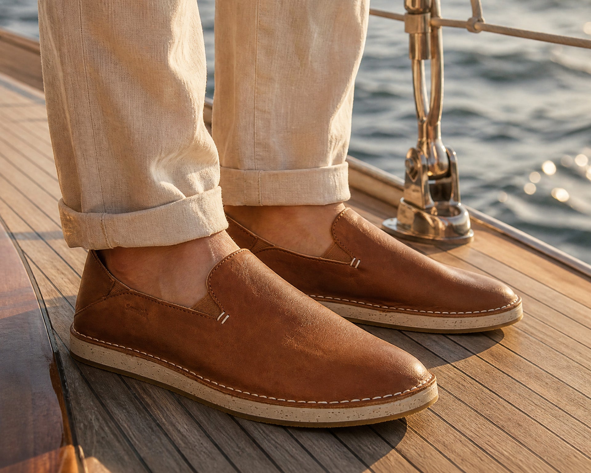 Sanuk Donny Crafted Leather mocassini uomo Ginger