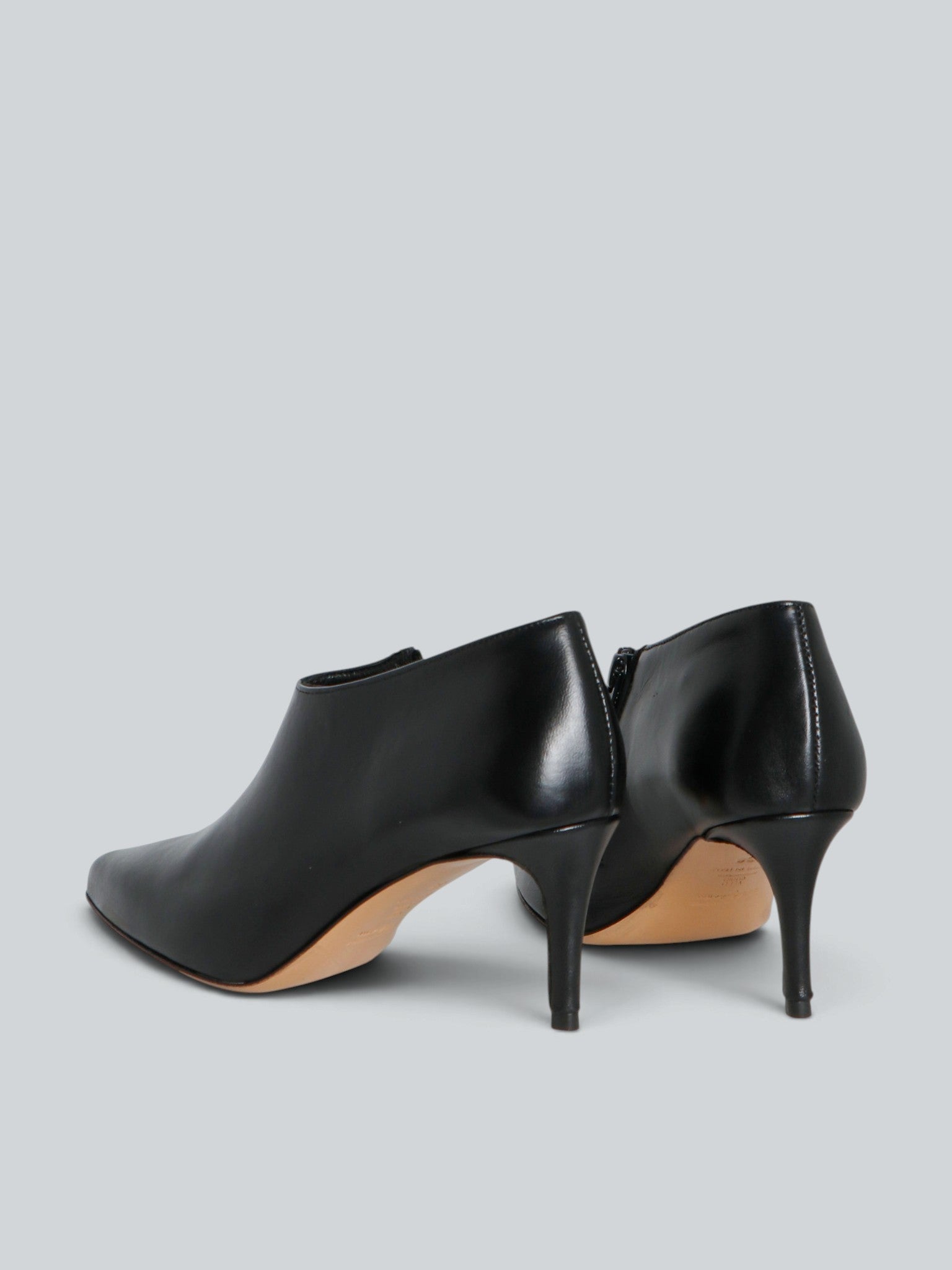 Ovyè Tronchetti con tacco pelle neri cerniera tacco 7 cm