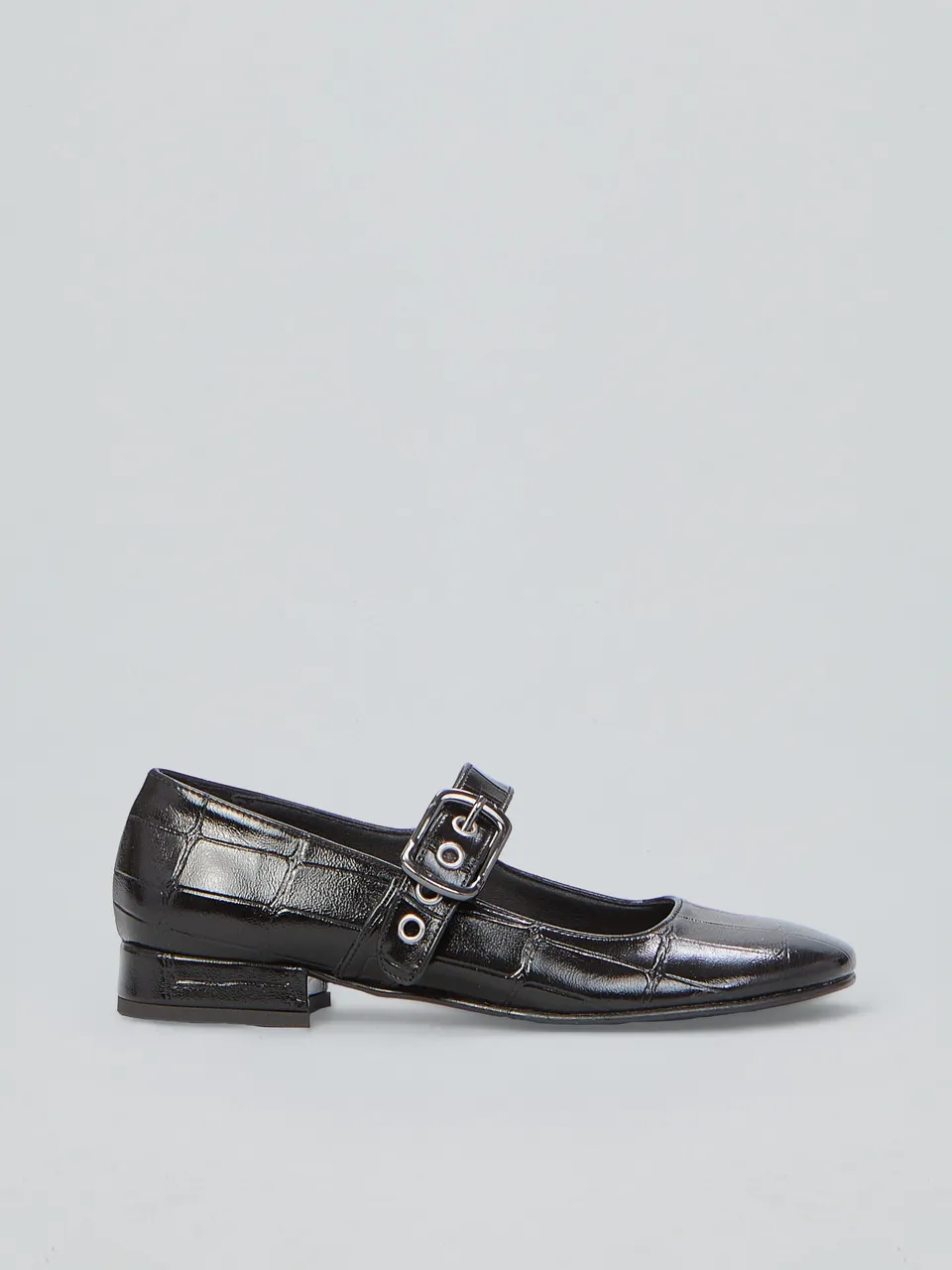 Ovyè Mary Jane cocco ballerine nere ecopelle tacco 2 cm
